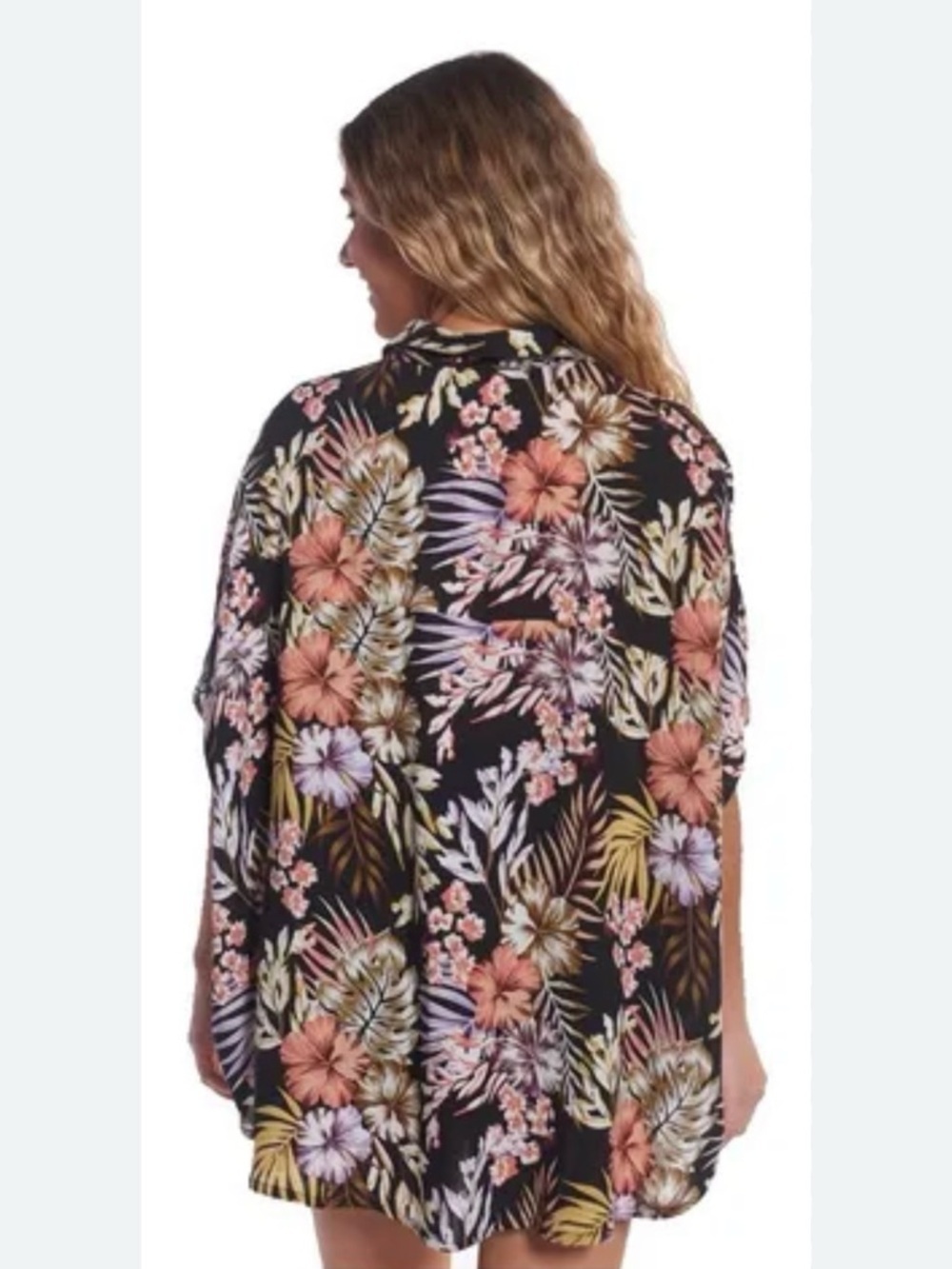 Rip Curl Black Tropical Floral Button-Down Shirt 0602